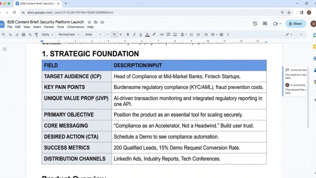 B2B Content Brief Template