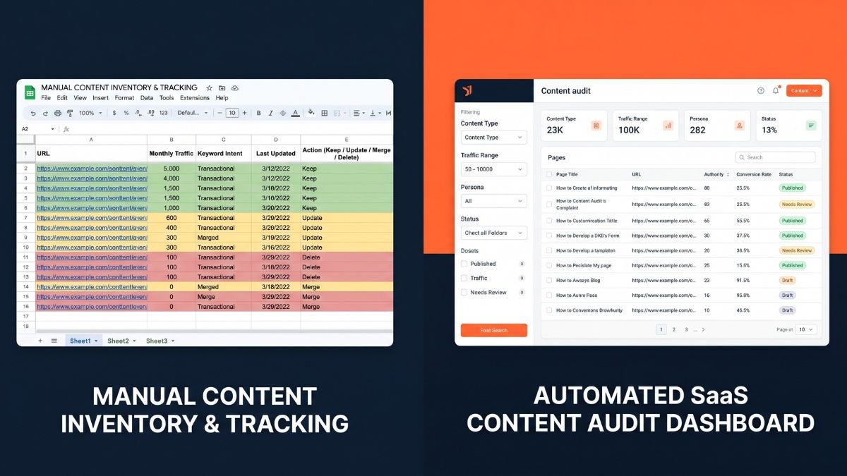 Content audit tool vs spreadsheet comparison for B2B teams