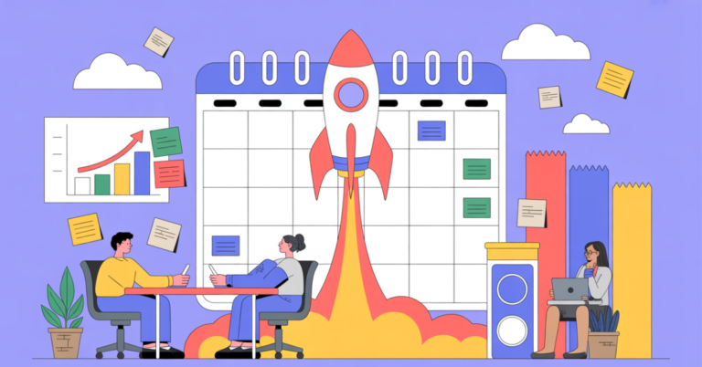 Colorful illustration representing a 90-day B2B content planning sprint