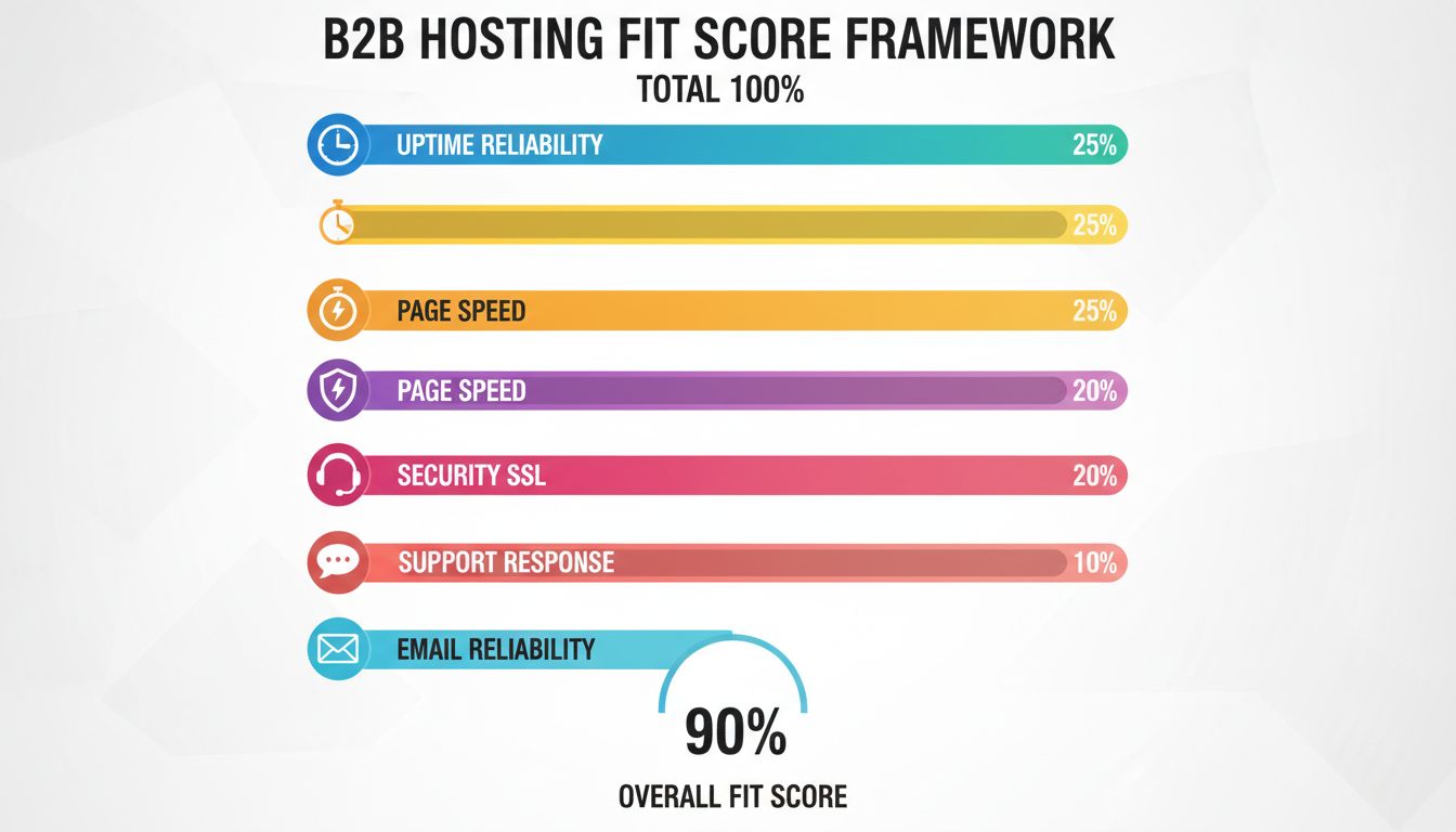B2B Hosting Fit Score framework showing 5 scoring dimensions