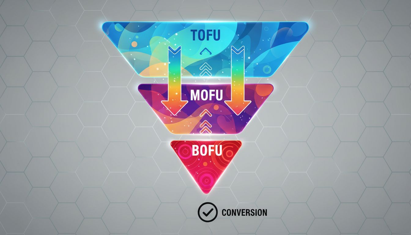 Funnel Link Score framework diagram showing TOFU, MOFU, and BOFU stages
