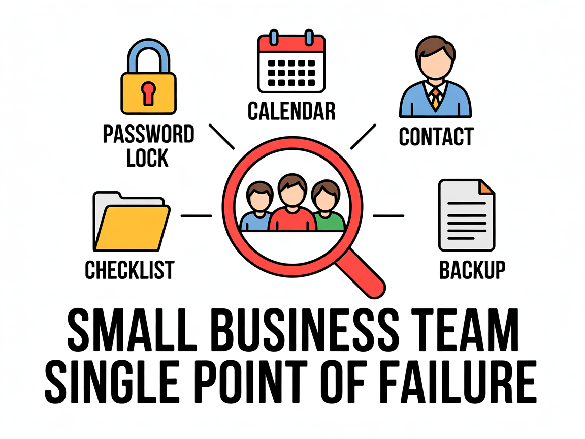 Illustration representing a single point of failure audit for a small content team