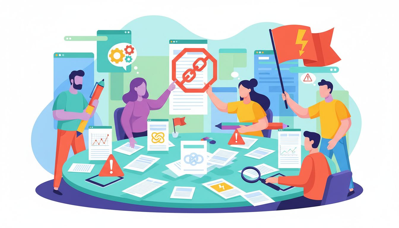 B2B content team reviewing AI output with human oversight