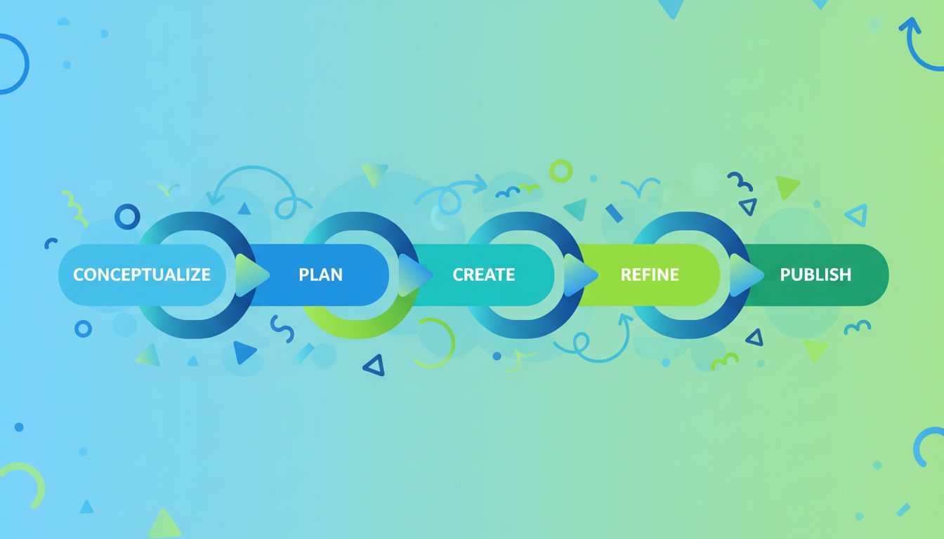 Five-step B2B content workflow process diagram