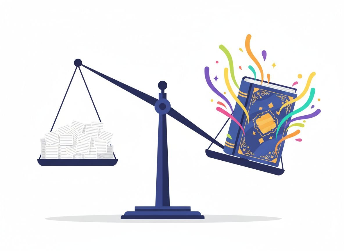 scale illustration showing one distinctive idea outweighing many identical generic pages