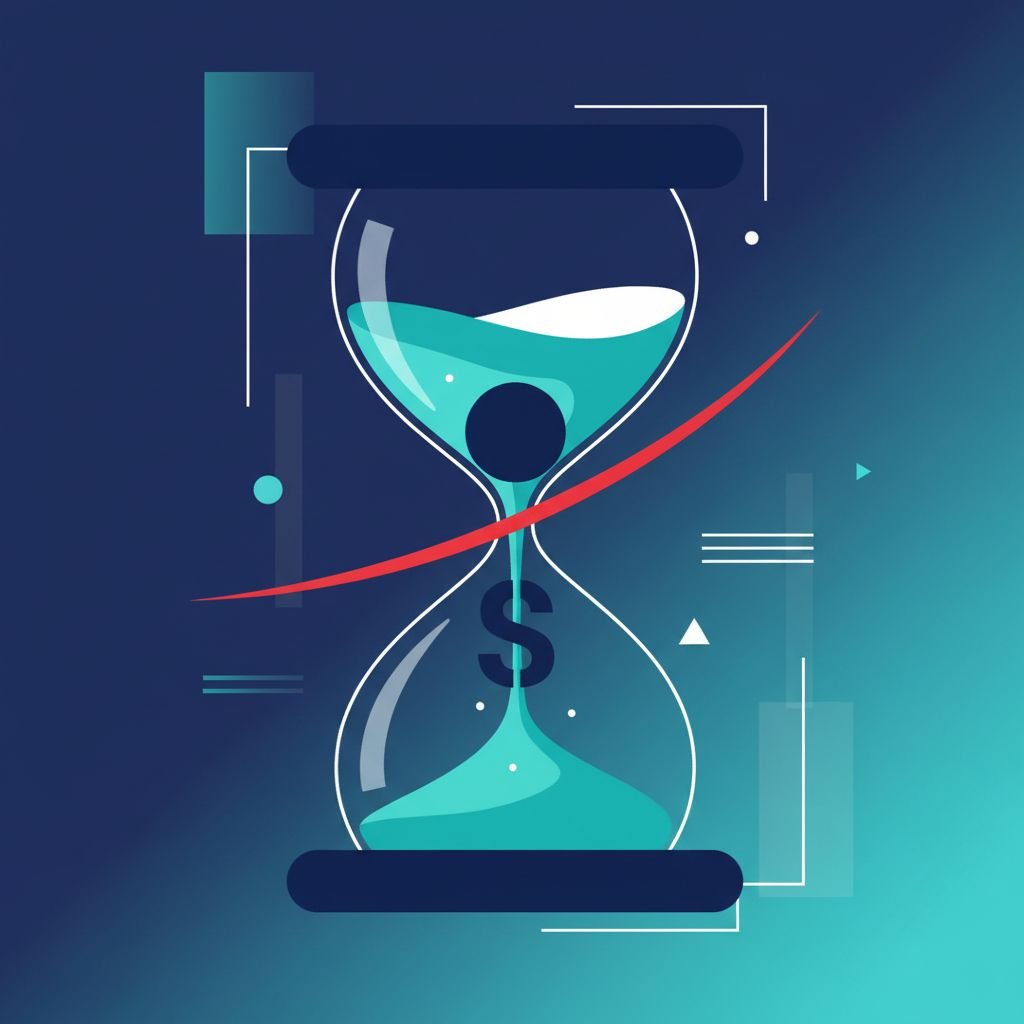 Abstract illustration of an hourglass resetting, symbolizing a fresh strategic start for B2B AI content